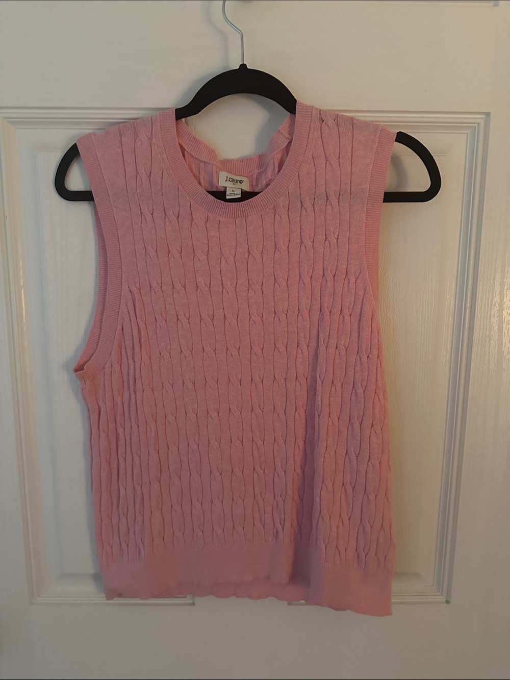 J Crew pink sleeveless cable knit vest. Large